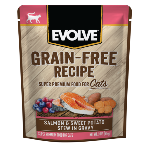 Alimento Húmedo para Gatos - Evolve Grain Free Salmon y Patatas Dulces x 85 gr