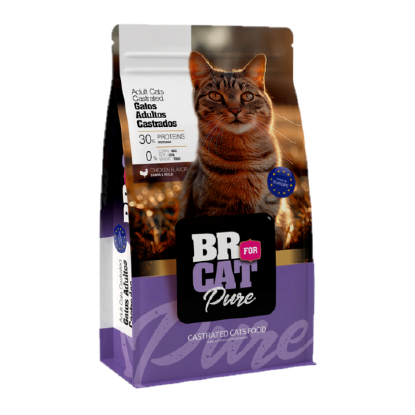 Alimento Seco para Gato - Br For Cat Pure Adultos Castrados Pollo