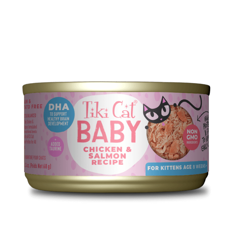 Alimento Húmedo para Gatos - Tiki Cat Baby Pollo y Salmón x 68 gr