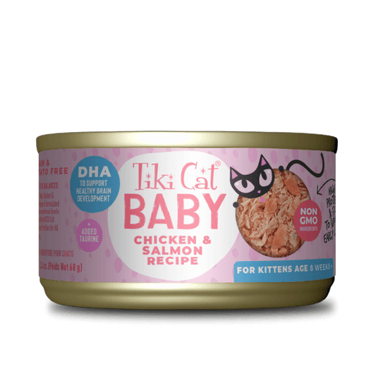 Alimento Húmedo para Gatos - Tiki Cat Baby Pollo y Salmón x 68 gr