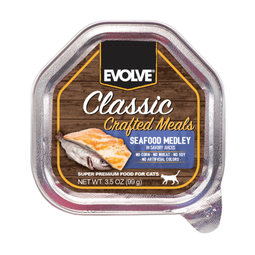 Alimento Húmedo para Gatos - Evolve Classic Crafted Meals Seafood Medley x 99 gr