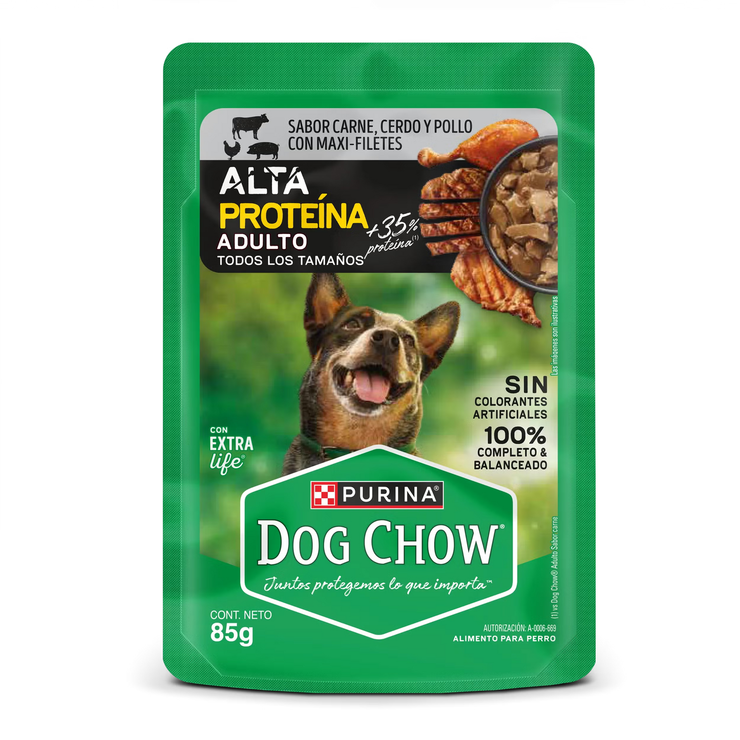 Alimento Húmedo para Perros - Dog Chow Adulto Alta Proteína 85 gr