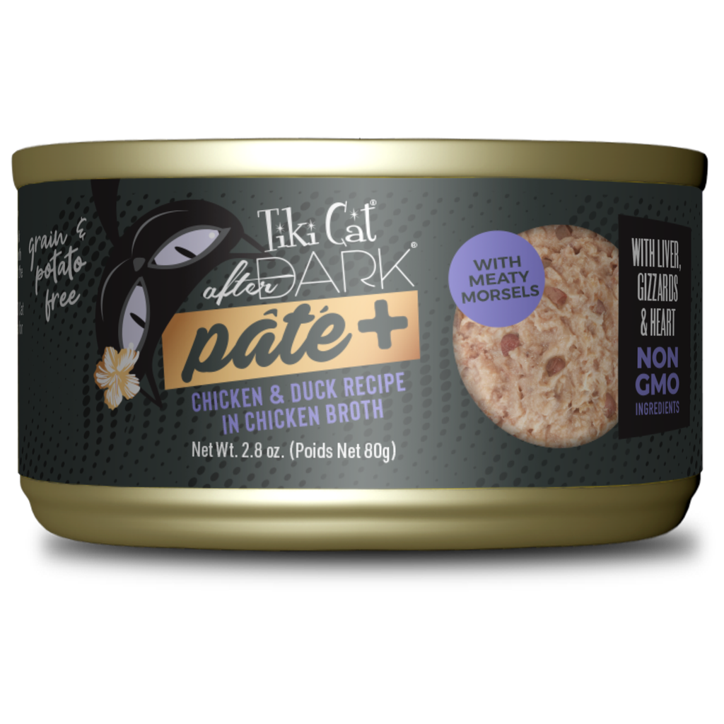 Alimento Húmedo para Gatos - Tiki Cat After Dark Paté + Pollo y Pato x 80 gr