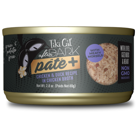 Alimento Húmedo para Gatos - Tiki Cat After Dark Paté + Pollo y Pato x 80 gr