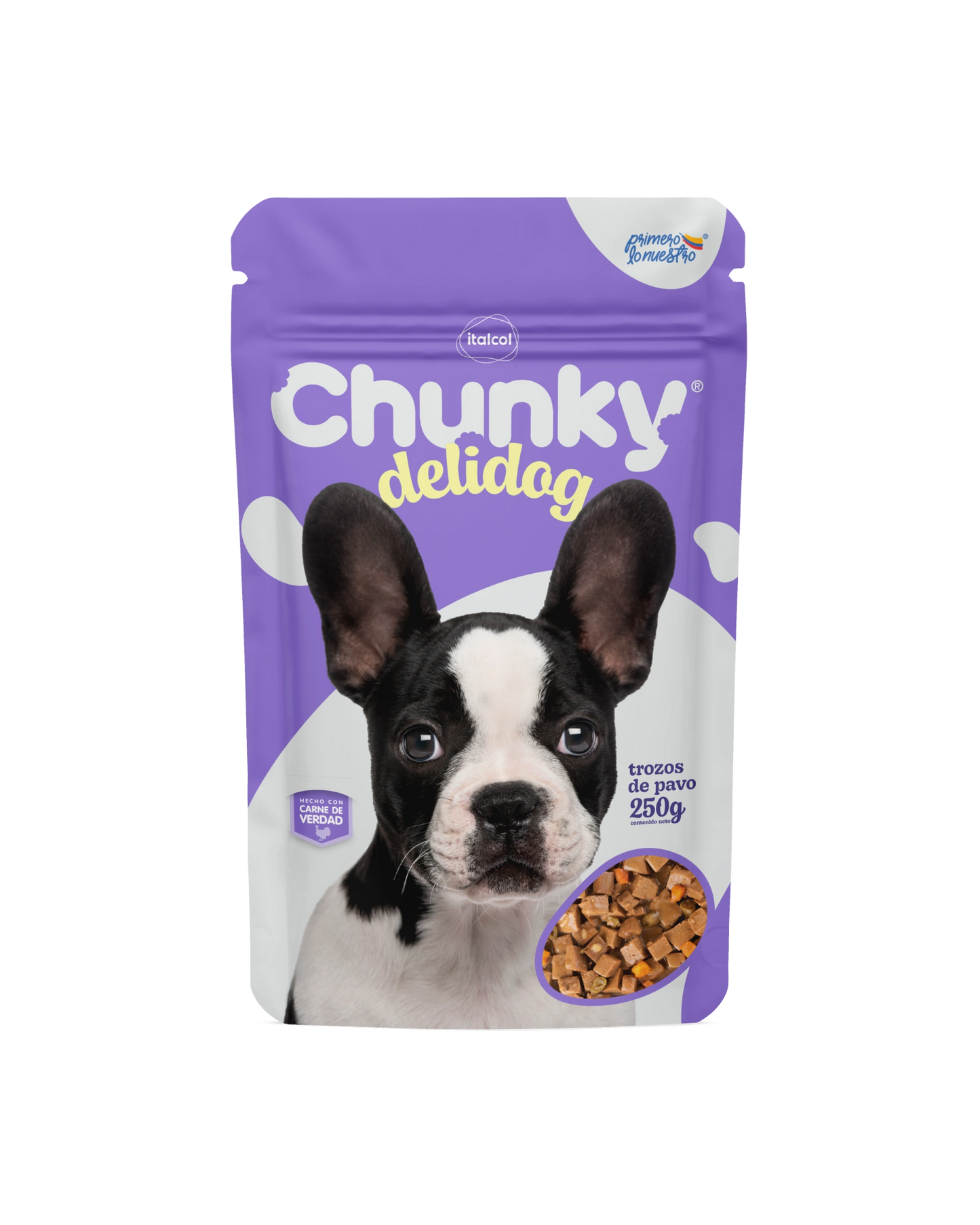 Alimento Húmedo para Perros - Chunky Delidog Trozos de Pavo x 250 gr