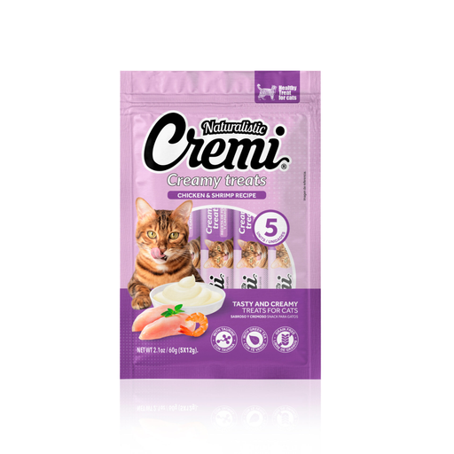 Snack para Gato - Naturalistic Cremi Chicken & Shrimp 5 Sachets