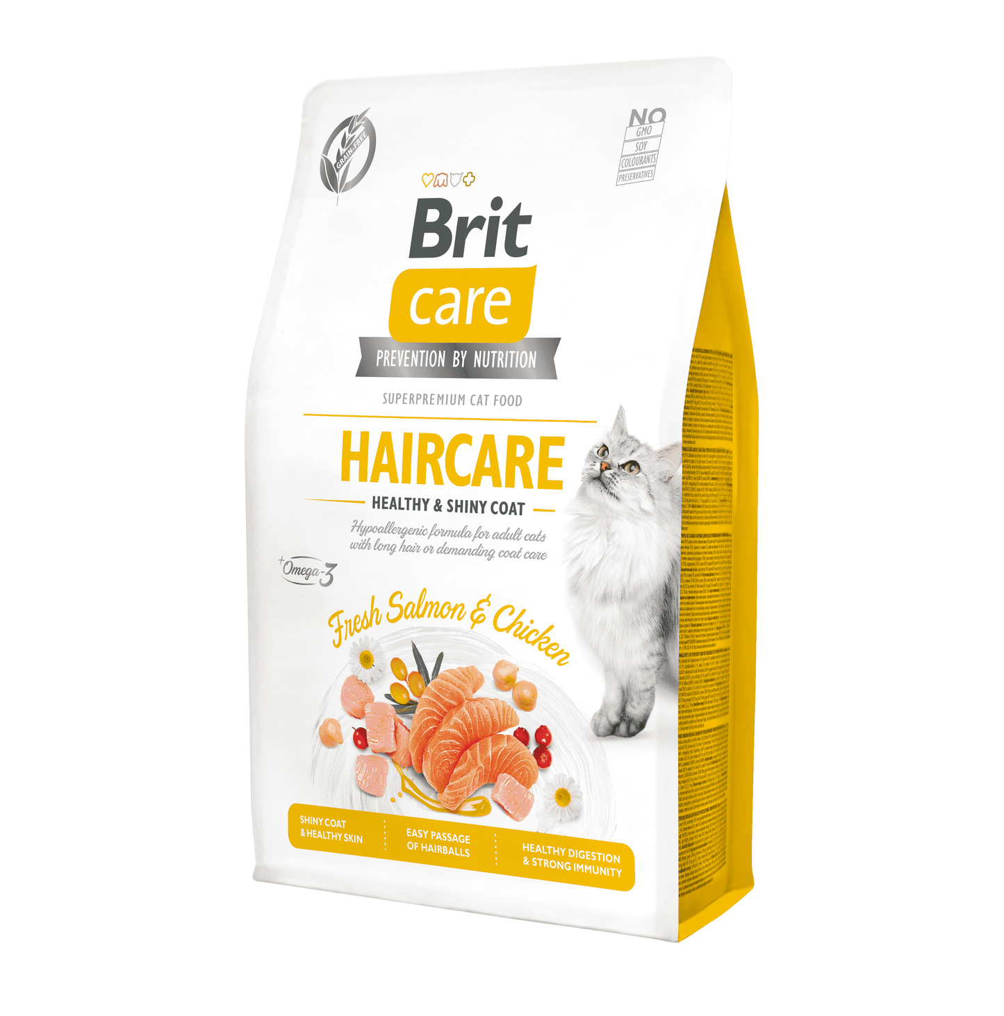 Alimento Seco para Gato - Brit Care Haircare Healthy & Shiny Coat Fresh Salmon & Chicken
