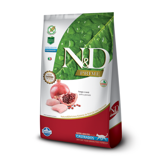 Alimento Seco para Gato - N&D Prime Gatos Adultos Castrados Pollo y Granada