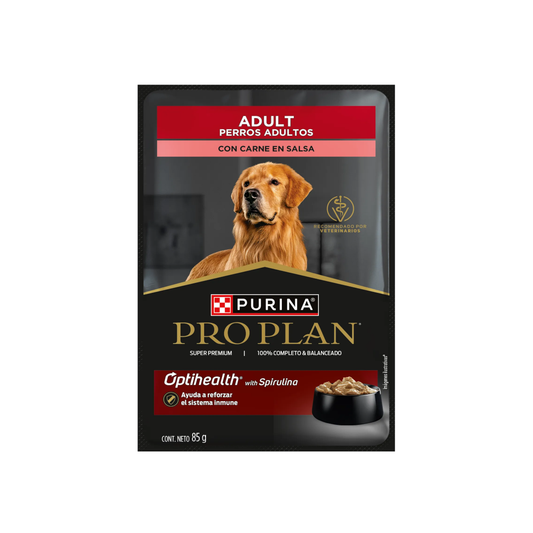 Alimento Humedo para Perro - Pro Plan Adultos con Carne en Salsa 85 gr