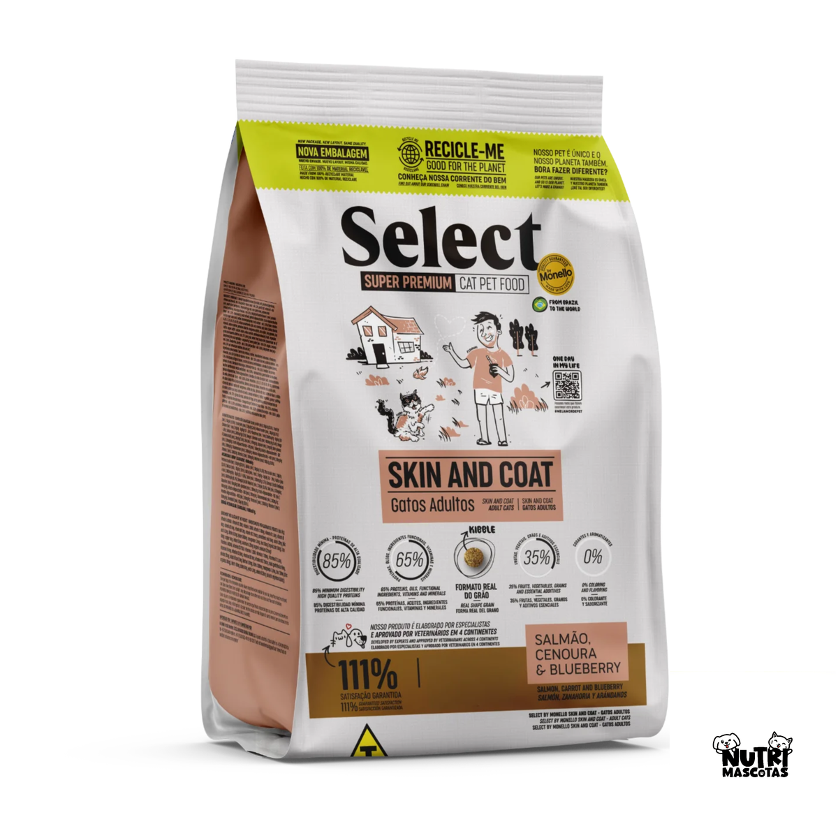 Alimento Seco para Gato - Select by Monello Gatos Adultos Skin and Coat